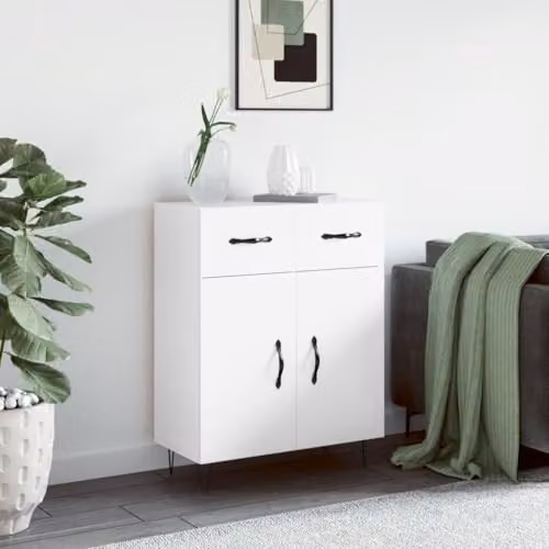 vidaXL Modern High Gloss White Sideboard in Engineered Wood W/D/H: 69.5 x 34.0 x 90.0 cm – 2