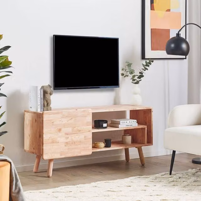 Wyld Haus Scandinavian Rubberwood 1-Door TV Stand in Brown