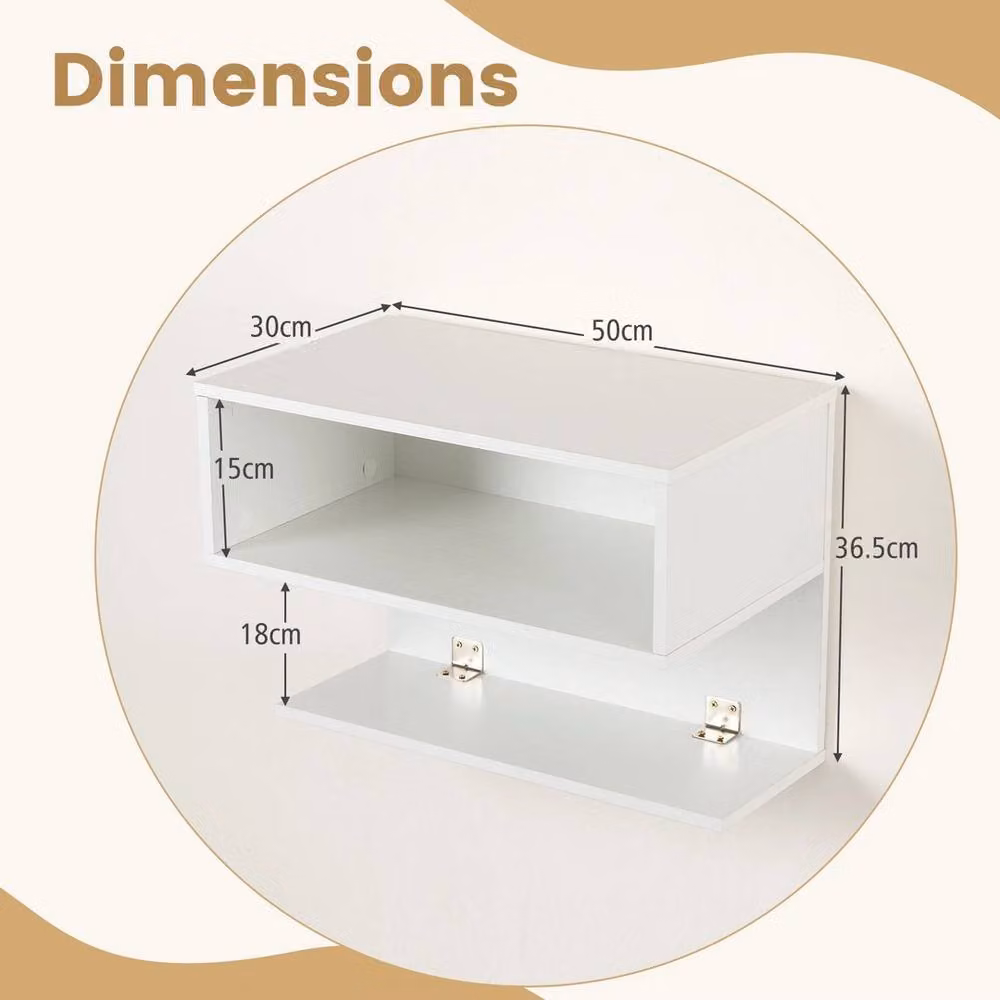 VOGREX Set of 2 White Wall-Mounted Floating Bedside Tables – 2