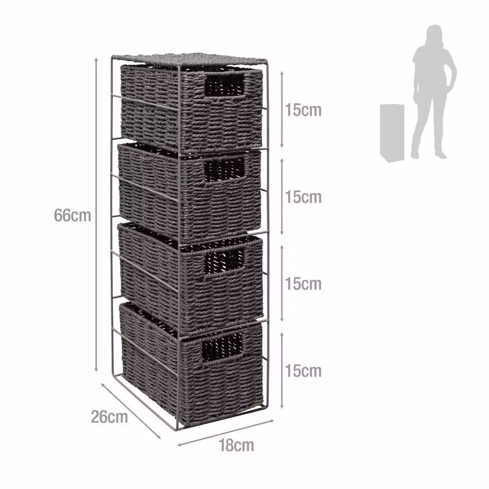 EONLION 4 Drawer Grey Paper Rope Storage Unit for Bathroom – 2