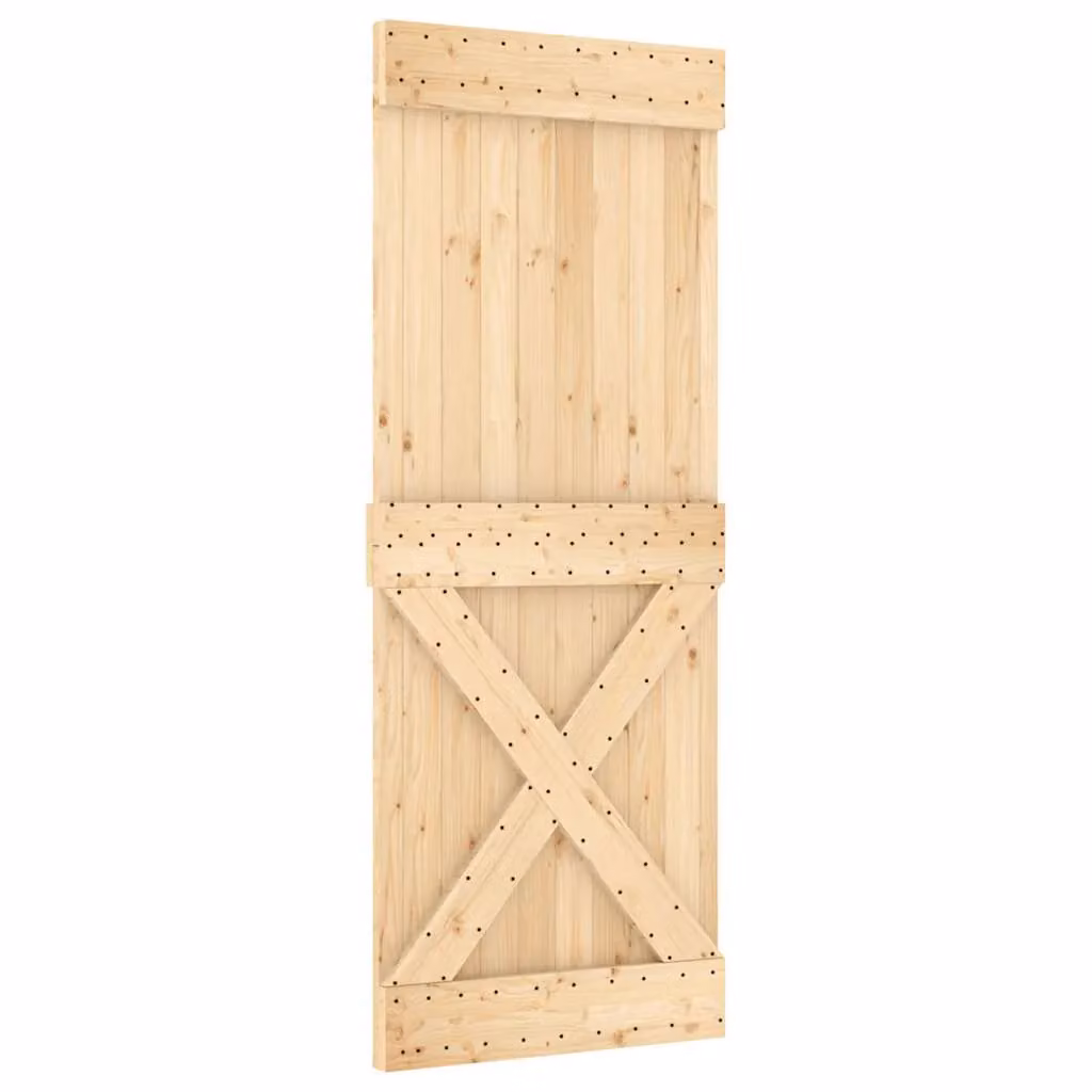 Berkfield Home Narvik Modern Sliding Door in Brown Solid Pine Wood, W: 80 cm, H: 210 cm