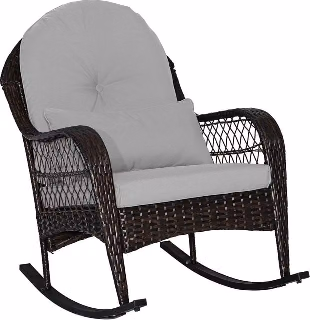 Costway Grey Rattan Outdoor Patio Rocker