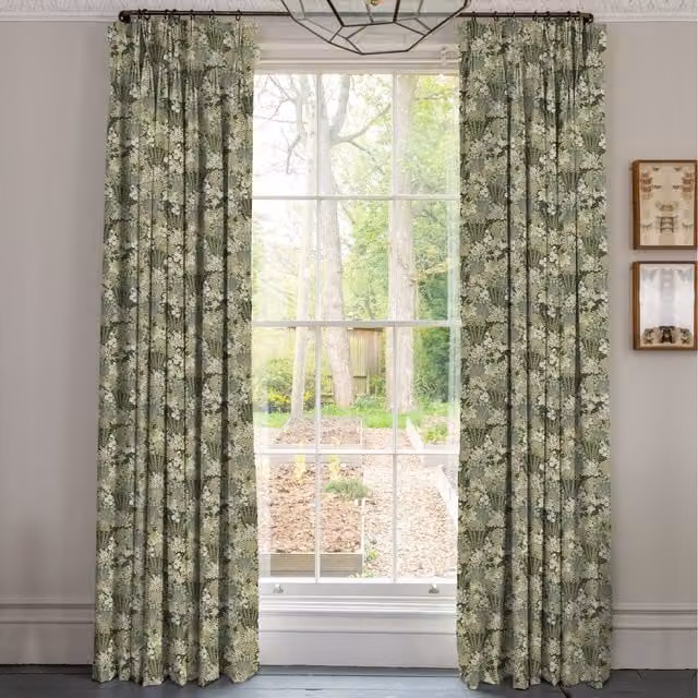 Linda Barker Millefiori Jacquard Made To Measure Blackout Curtains in Green
