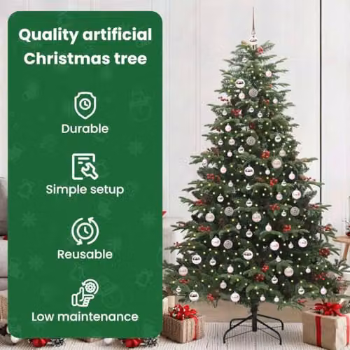 vidaXL Artificial Christmas Tree with 300 LEDs in Green, Height: 210 cm – 4