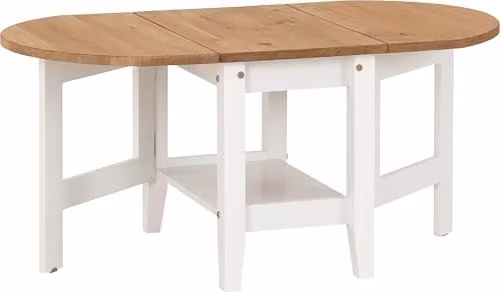 Seconique Santos Drop Leaf Coffee Table in White and Waxed Pine