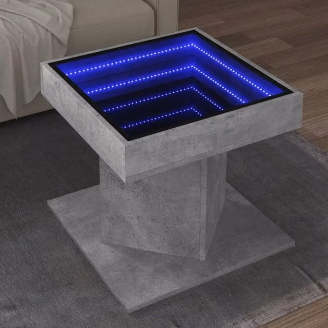 Berkfield Home Modern Square Coffee Table with LED in Concrete Grey, W/D/H: 50 x 50 x 45 cm – 1