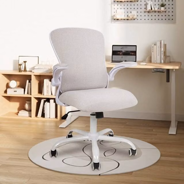 EONLION White Fabric Mesh Task Chair with Adjustable Weight and 360 Degree Swivel – 1
