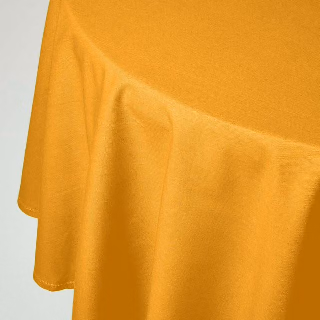 Homescapes Plain Round Cotton Tablecloth in Yellow