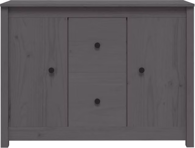 Berkfield Home Grey Solid Wood Pine Sideboard, W/D/H: 100 x 35 x 74 cm
