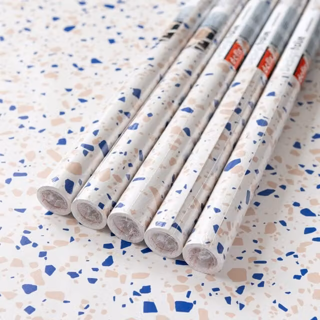dc fix Terrazzo Blue Self Adhesive Vinyl Wrap for Worktops and Furniture, Pack of 5, W: 67.5 cm, L: 2 m