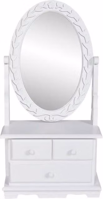 Berkfield Home Vintage Vanity Makeup Table with Oval Swing Mirror in White MDF – 1