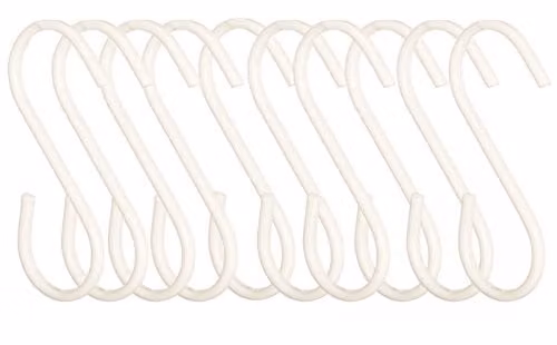 Orsina Set of 10 Matte White Metal S-Hooks for Hanging Kitchen Utensils or Accessories