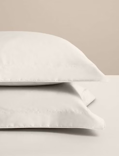 M&S Egyptian Cotton 230 Thread Count Mako Satin Oxford Pillowcases in White or Beige