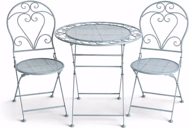 GlamHaus Monaco 3 Piece Metal Bistro Set in Antique Grey