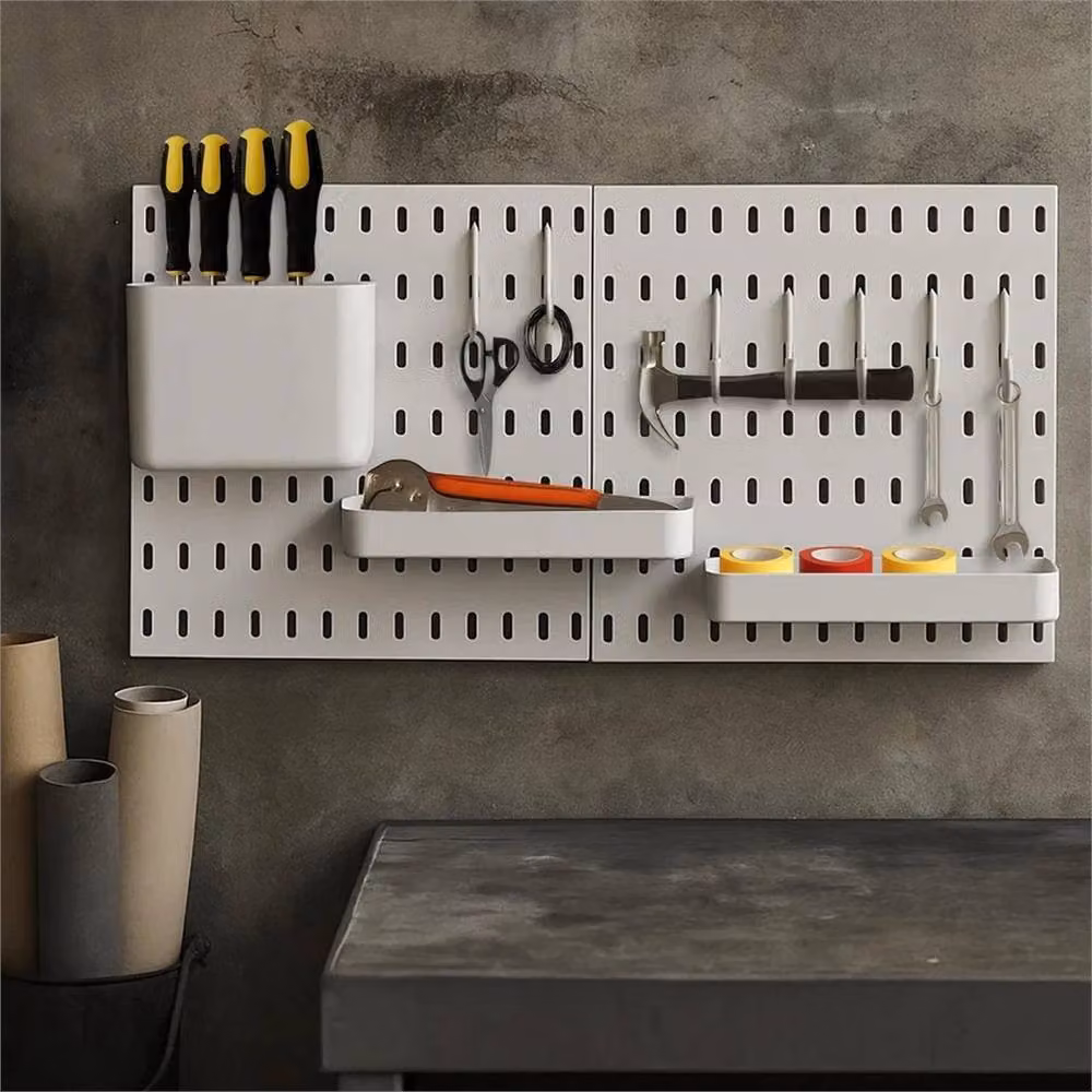 EONLION Wall Organiser System with Hooks in White, W/D/H: 50 x 50 x 50 cm – 3