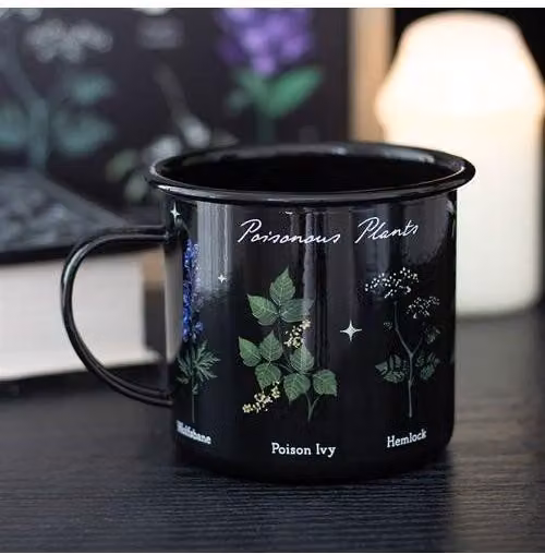 KDMD Poisonous Plants Enamel Mug in Black, 500 ml – 1