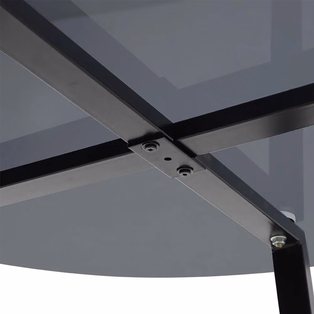 Living and Home Modern Round Tempered Glass Dining Table in Black – 5