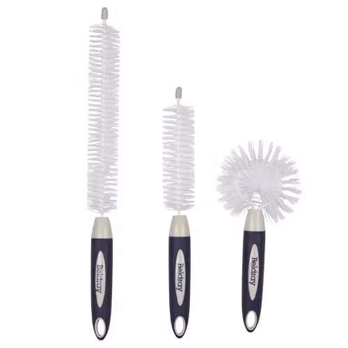 Beldray Deep Clean 3-Piece Bottle Brush Set in Blue with Non-Scratch Bristles and Wall-Mountable Hanging Hooks – 1