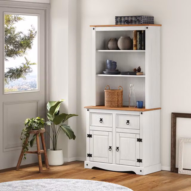 Mercers Furniture Corona 2 Door Dresser in Distressed White Wax Pine