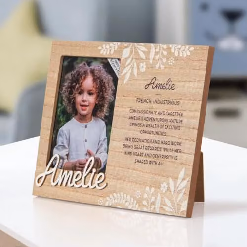 History & Heraldry Amelie Pre-personalised Child's Floral Picture Frame, Brown, W/H: 11 x 8.5 cm – 1