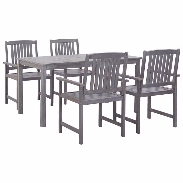 Berkfield Home 5 Piece Grey Solid Acacia Wood Outdoor Dining Set