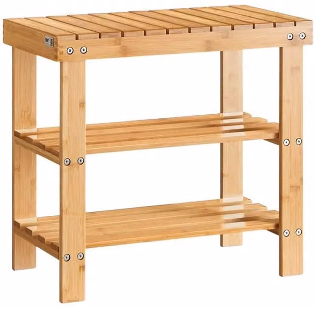 SoBuy Entrance Shoe Rack and Bench in Natural Bamboo Wood – 1