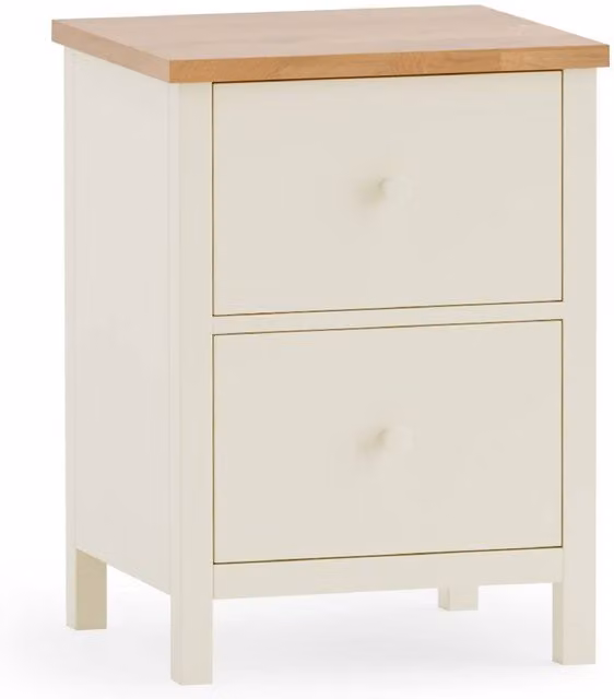 Cheshire Premium Ridgeway 2 Drawer Bedside Table in Ivory and Oak – 1