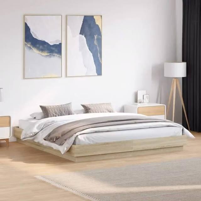 Berkfield Home Sonoma Oak Bed Frame in Brown, W/D/H: 180 x 200 cm – 1