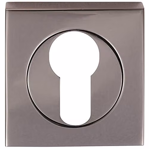 Loops Square Euro Profile Escutcheon in Black Nickel, 52 x 52 mm, Concealed Fix