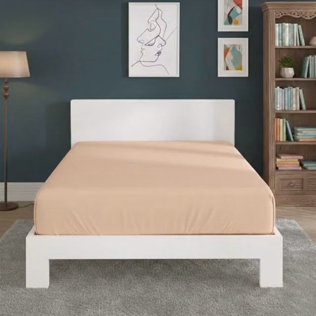 Snug City Peach Polycotton Extra Deep Fitted Sheet, Single, W/D/H: 90 x 200 x 40 cm