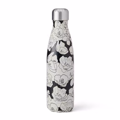 S'well Stainless Steel Vacuum Insulated Water Bottle, 500ml, Anthracite Multicolour Floral – 1
