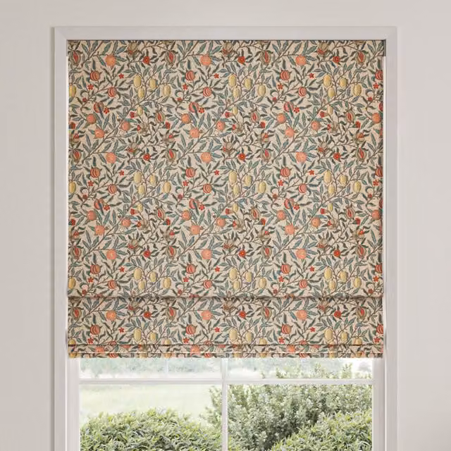 William Morris Fruit Made To Measure Blackout Roman Blind in Clay Multicolour Floral Design