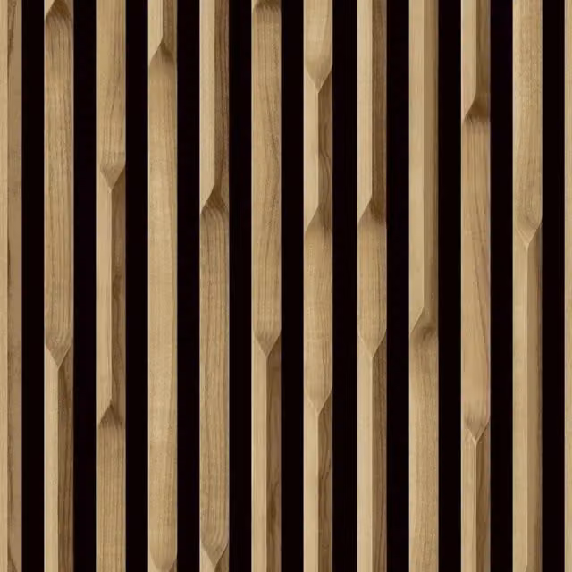 Grandeco Lamella Wood Slat Panel 3D Realistic Textured Vinyl Wallpaper in Brown