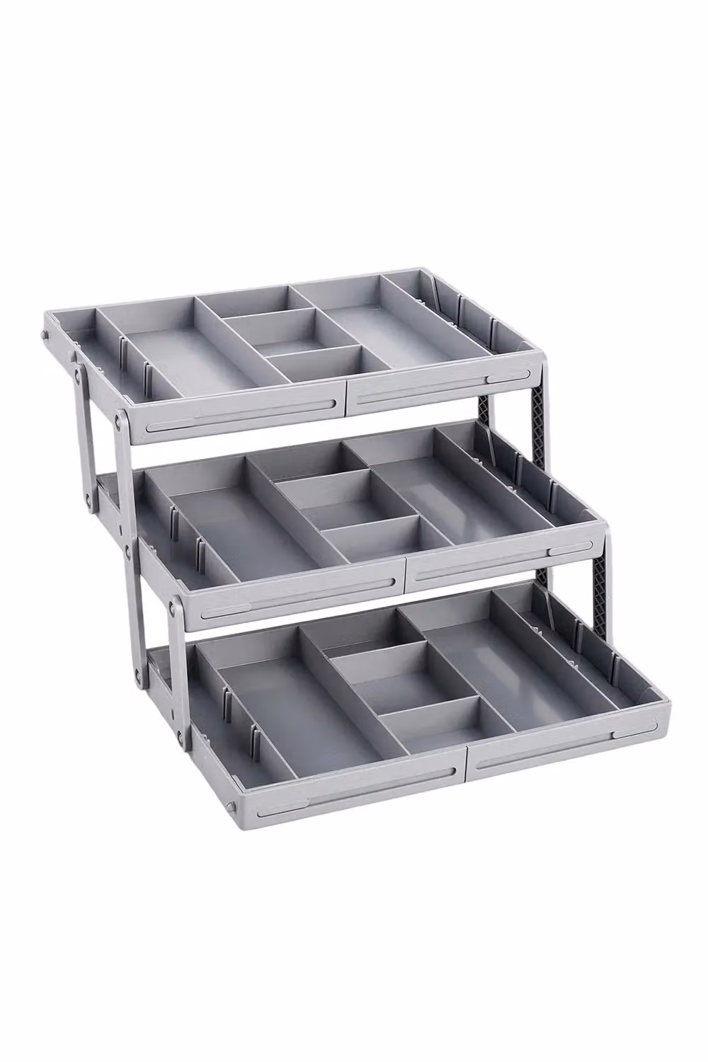 Living and Home Versatile Expandable Multi-tier Cutlery and Kitchenware Organiser Tray in Grey – 3