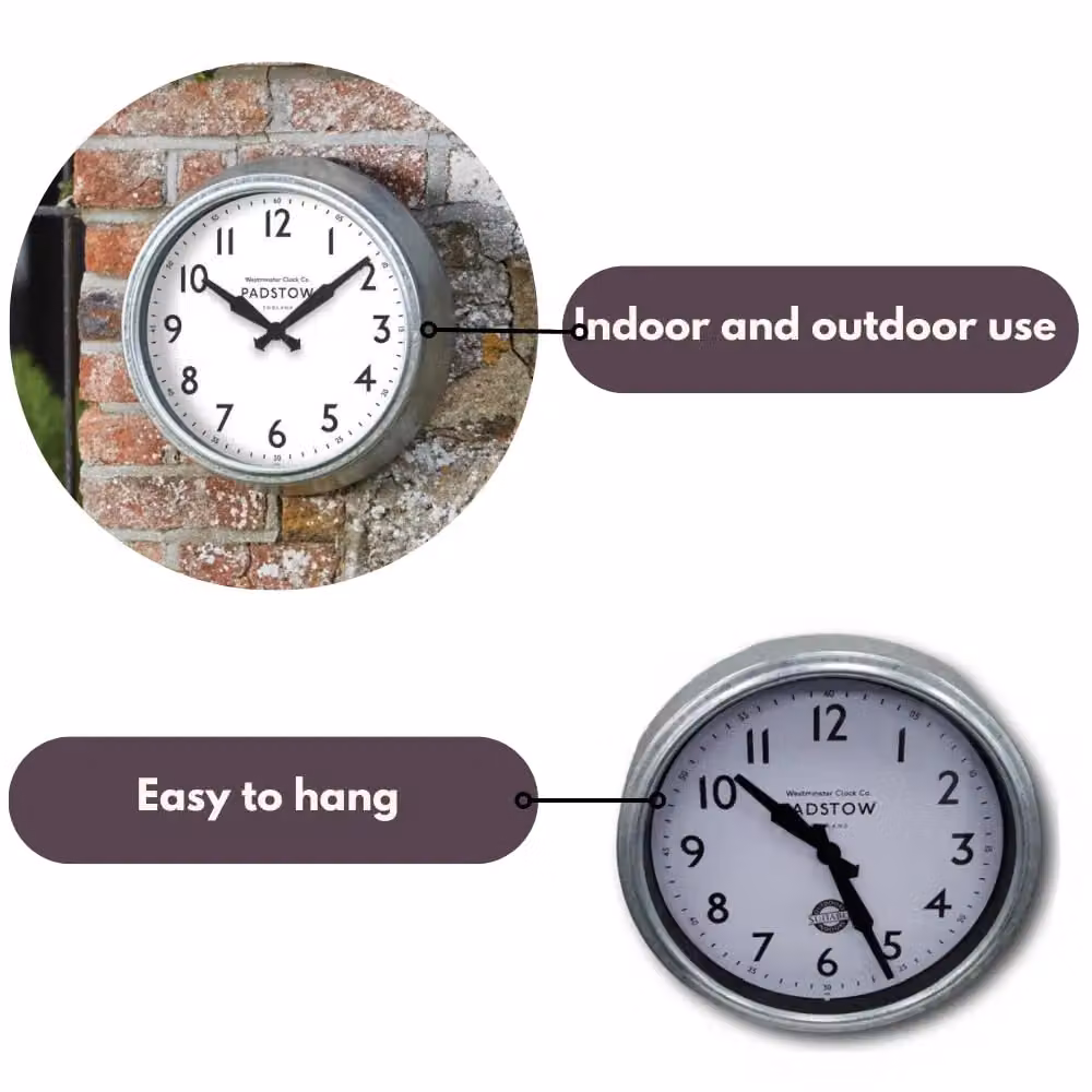 Marco Paul Padstow Round Analog Wall Clock in Silver, Diameter: 38.1 cm – 3