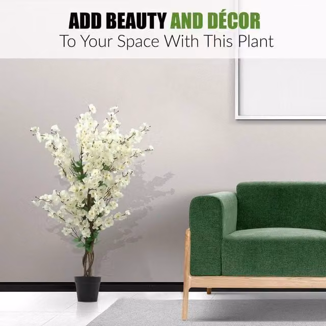 EONLION Artificial White Cherry Blossom Tree, Height: 100 cm – 1