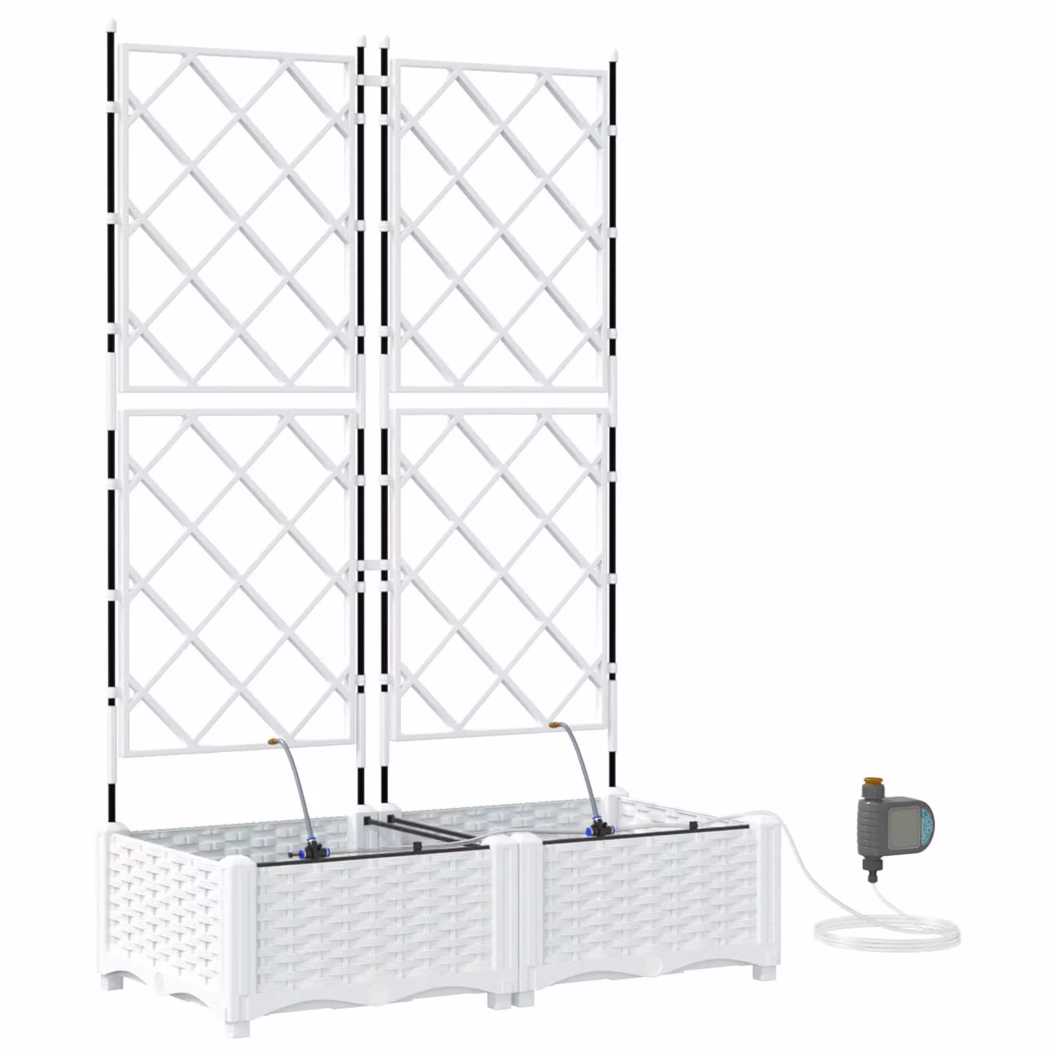 Berkfield Home Garden Planters with Water Irrigation System, 2 Pack, White – 2