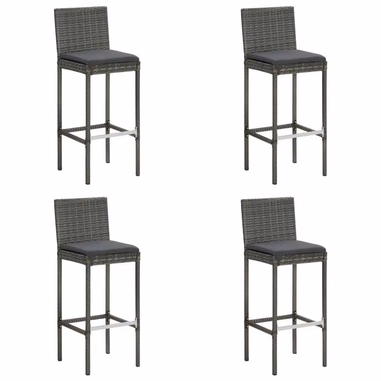 Berkfield Home Elegant 5 Piece Grey Poly Rattan Garden Bar Set with Cushions