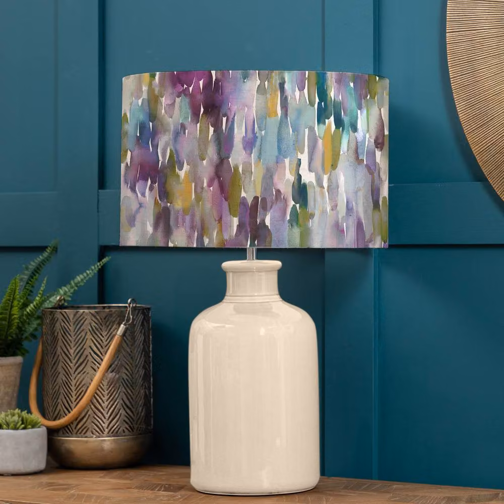 Voyage Maison Elspeth Ceramic Table Lamp with Multicolour Hedgerow Eva Fabric Cylinder Lampshade in Beige – 2
