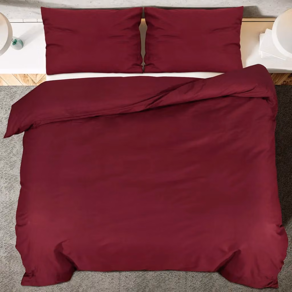 Berkfield Home Cotton Duvet Cover and Pillowcase Set, Red, W: 140 cm, L: 200 cm – 3