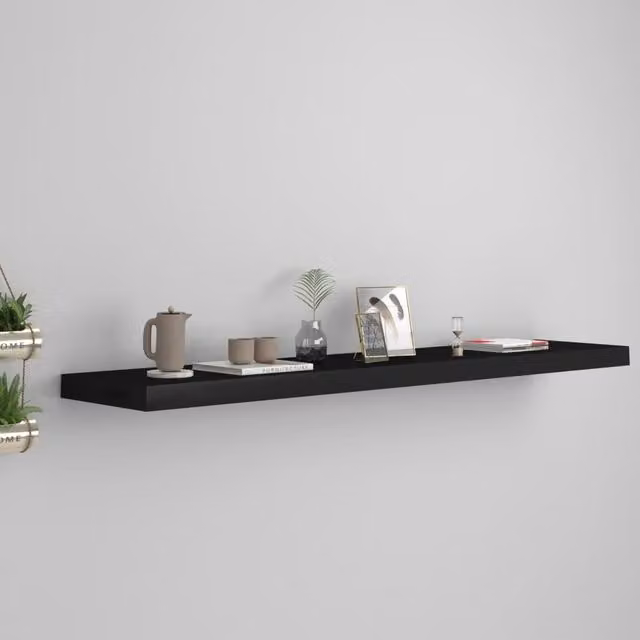 Berkfield Home Floating Wall Shelf, Black, W/D/H: 120 x 23.5 x 3.8 cm – 1