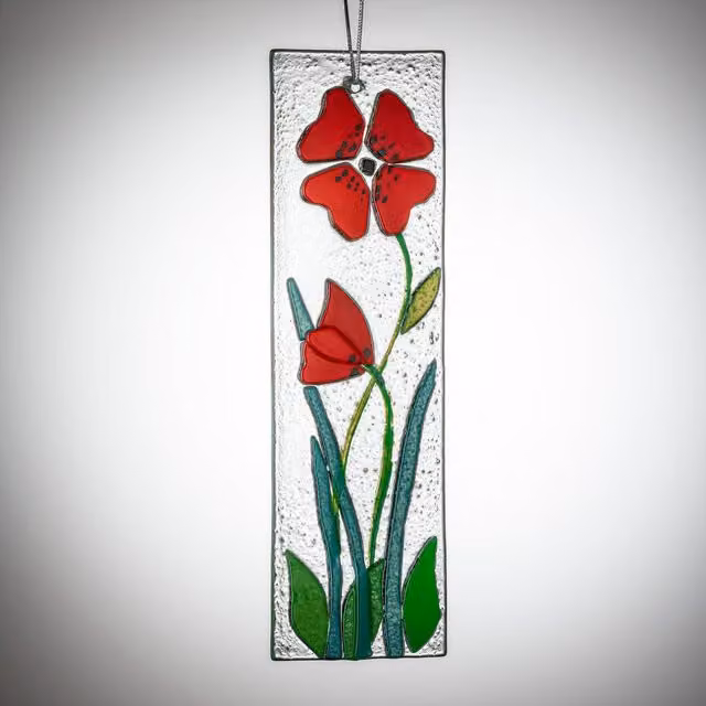 Sienna Glass Red Floral Hanging Wall Plaque – 1