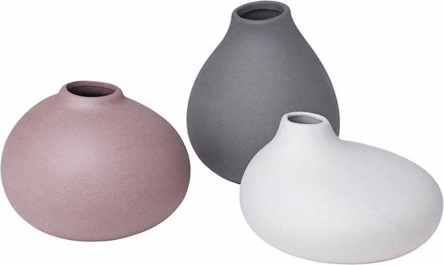 Blomus Nona Set of 3 Porcelain Vases in Brown, Grey and Multicolour