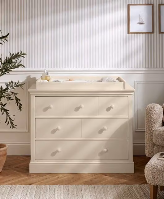 Mamas & Papas Oxford 3 Drawer Dresser and Baby Changing Unit in Beige Matt Finish