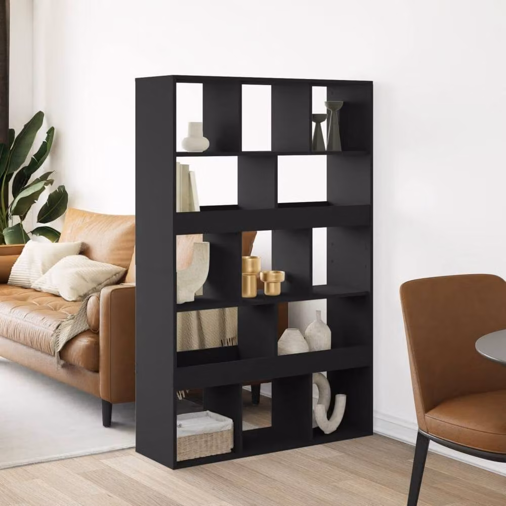 Berkfield Home Black Straight Room Divider in Engineered Wood, W/D/H: 100 x 33 x 156.5 cm – 2