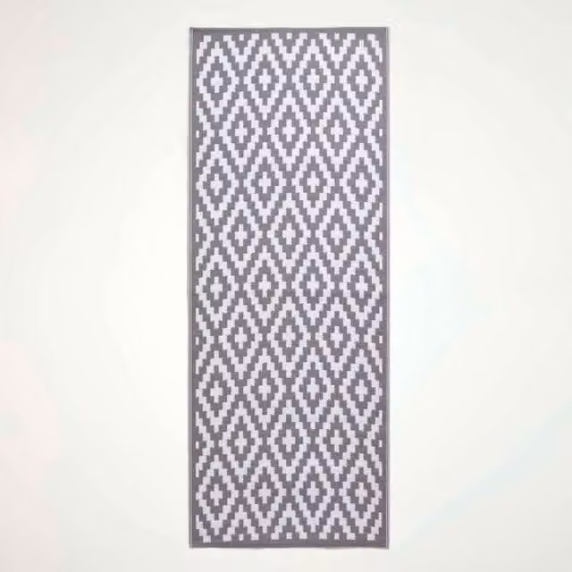 Homescapes Zoe Geometric Grey and White Reversible Outdoor Rug, W: 200 cm