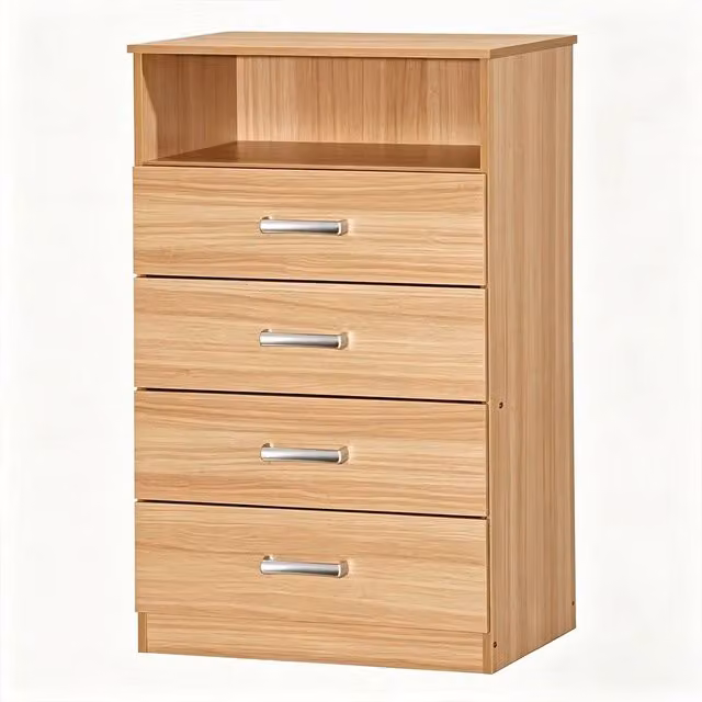 Comfy Living Ltd Modern Oak Effect Chest of Drawers in Light Oak and Brown with Silver Accents – 1