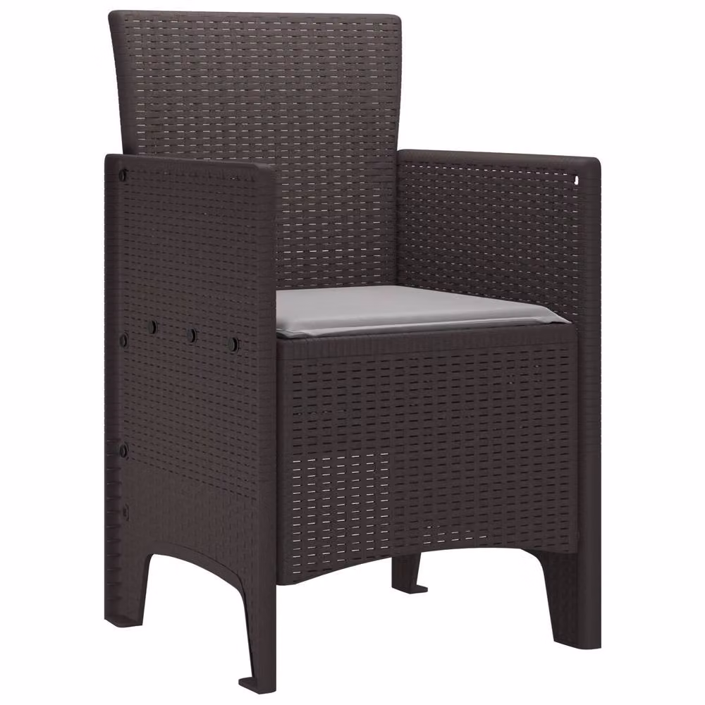 Berkfield Home Set of 2 Brown Polyrattan Garden Chairs with UV-Resistant Polyester Cushions – 3