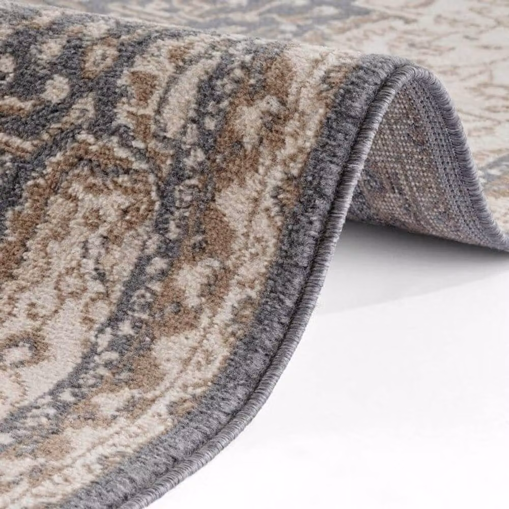 THE RUGS Terrain Designer Shortpile Medallion Rug in Brown and Multicolour, W: 80 cm, L: 200 cm – 2