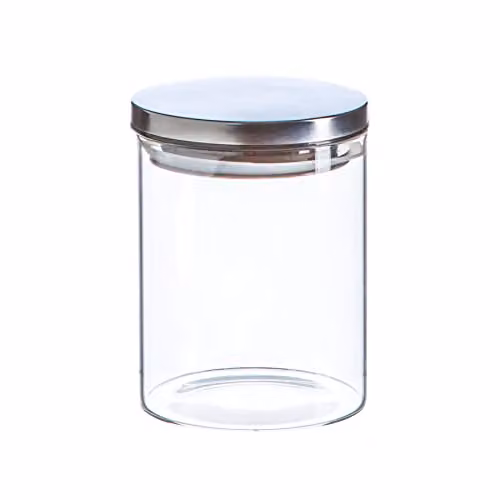 Argon Tableware Scandi Airtight Glass Storage Jar with Silver Metal Lid, 0.75 l – 1